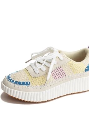 Yellow Box Hartley Women's Platform Sneaker Size 8 Pastel White Tennis Shoes